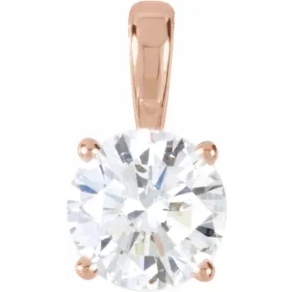 ROLORD 18k white gold pendant 4 prongs set with 2ct round cut moissanite - Picture 3 of 13